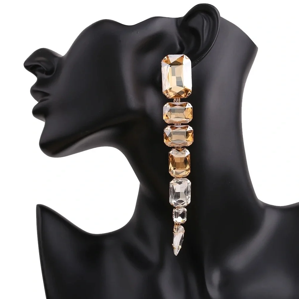 Big crystal drop earrings